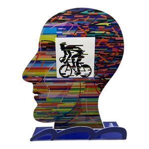 David Gerstein Modern Pop Art HEAD CYCLIST Laser Cut Sculpture U.S. SELLER READ!